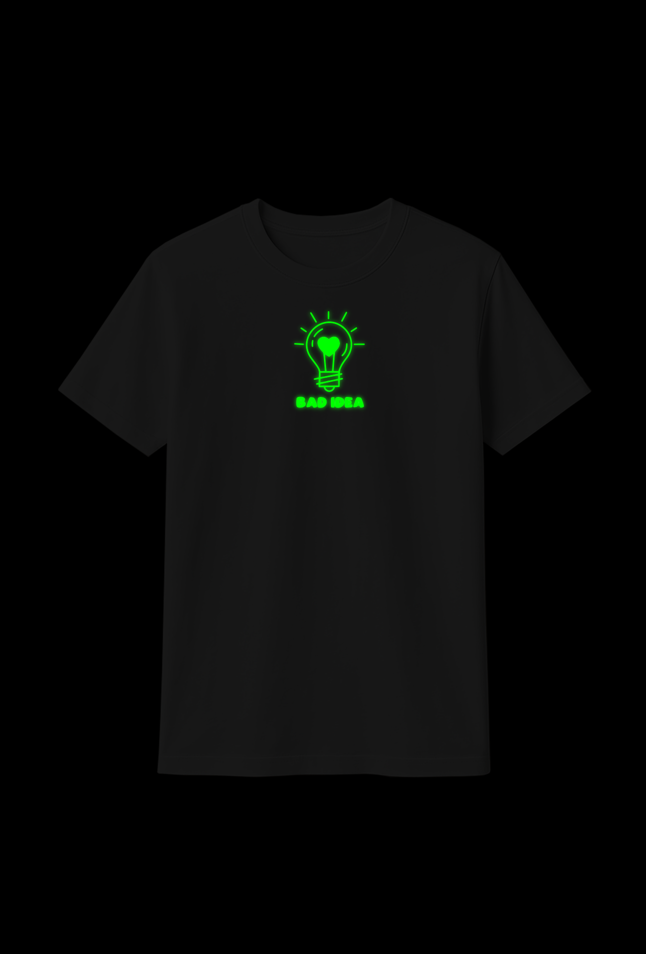Cotton T-Shirt : Glow in the Dark "Bulb with Heart Light"