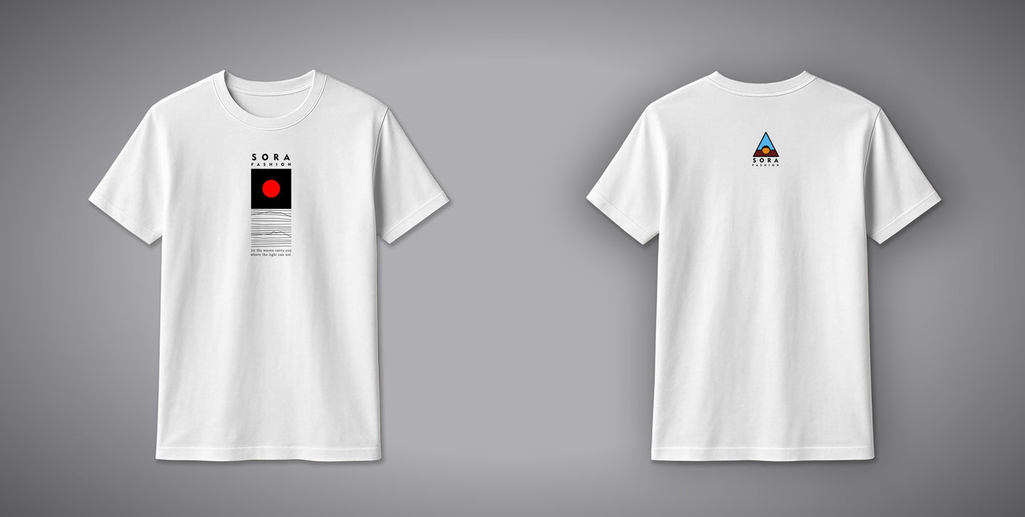 Japanese Sun & Wave T-Shirt โ Minimal Japanese Graphic Cotton Tee | SORA FASHION