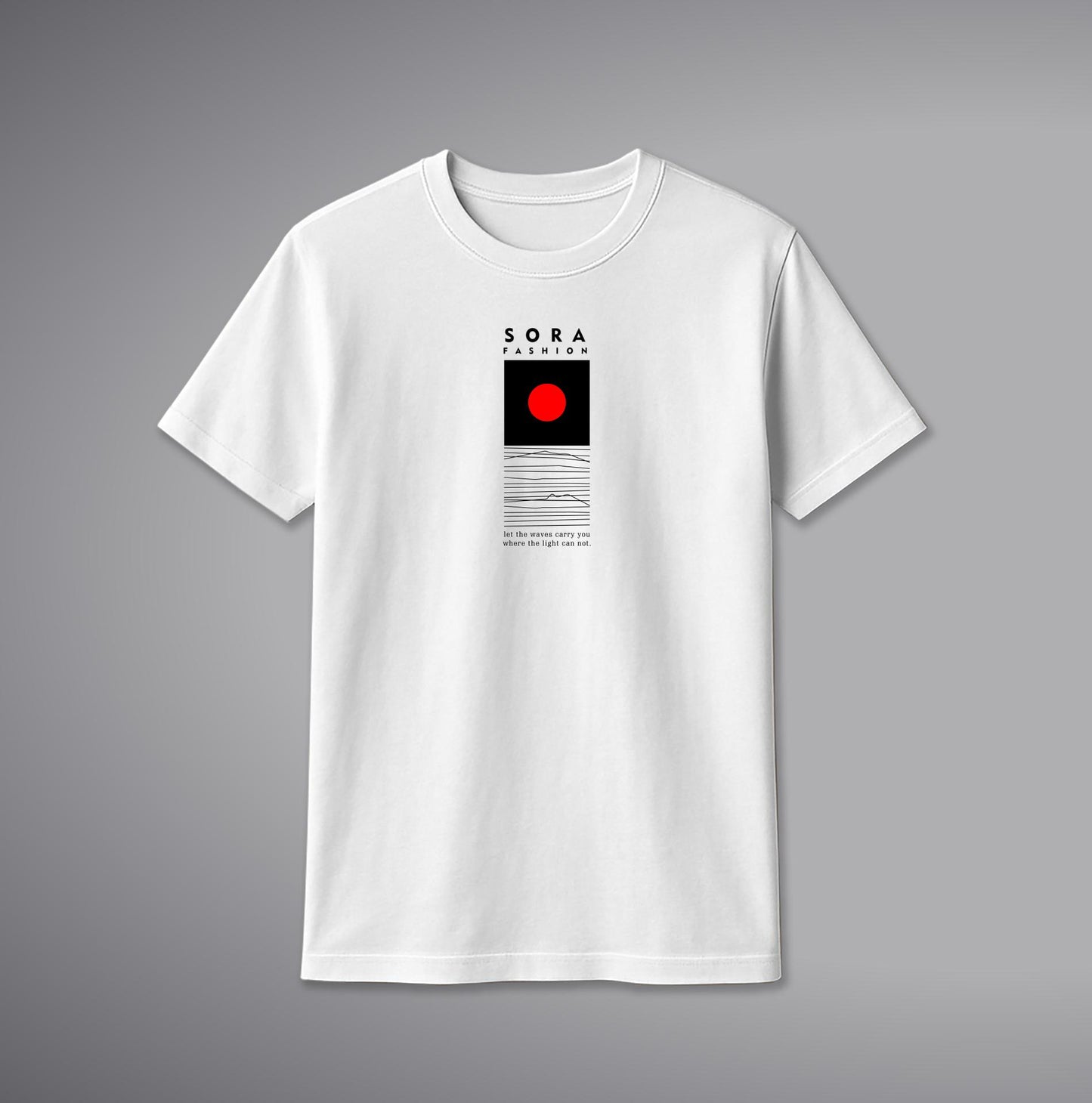 Japanese Sun & Wave T-Shirt โ Minimal Japanese Graphic Cotton Tee | SORA FASHION