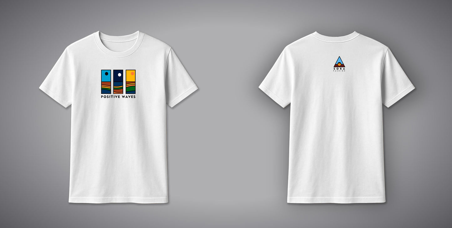 Color Wave T-Shirt โ Abstract Vibrant Graphic Cotton Tee for Men & Women | SORA FASHION