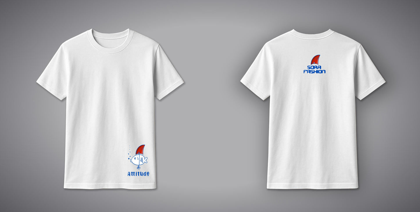 Attitude Fish T-Shirt – Bold Quote & Fish Graphic Cotton Tee | SORA FASHION
