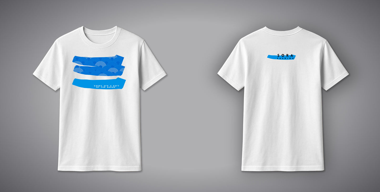 Blue Wave T-Shirt – Ocean-Inspired Cotton Tee with Wave Design | SORA FASHION