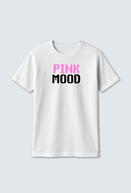 Cotton T-shirt : Pink Mood Text – Cotton T-shirt for Soft Comfort & Subtle Style