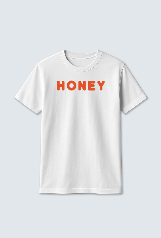 Cotton T-shirt : HONEY Text Cotton T-shirt – Sweet Style, Pure Comfort 🍯
