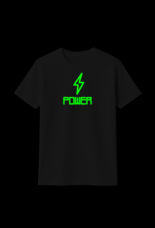 Cotton T-Shirt : SORA Glow-in-the-Dark POWER Text T-Shirt