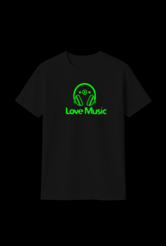 Glow-in-the-Dark Headphone Design Cotton T-Shirt