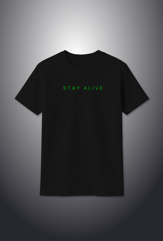 Cotton T-Shirt - Glow in the Dark "STAY ALIVE"