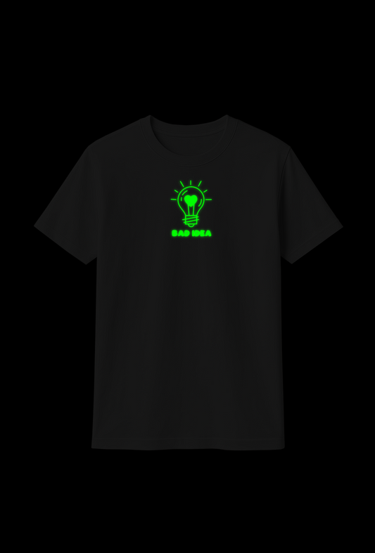 Cotton T-Shirt : Glow in the Dark "Bulb with Heart Light"