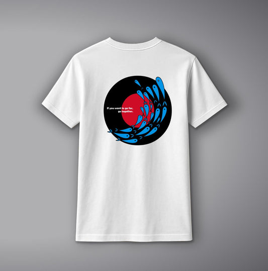 Circle and Fish T-Shirt – Minimal Nature Graphic Cotton Tee for Men & Women | SORA FASHION