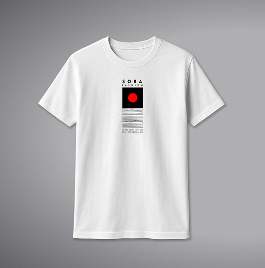 Japanese Sun & Wave T-Shirt – Minimal Japanese Graphic Cotton Tee | SORA FASHION