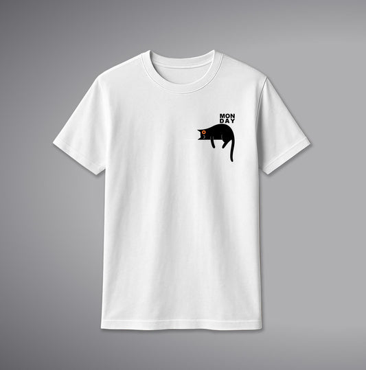 Sleeping Cat T-Shirt – Cute Relaxed Cat Graphic Cotton Tee for Men & Women | SORA FASHION