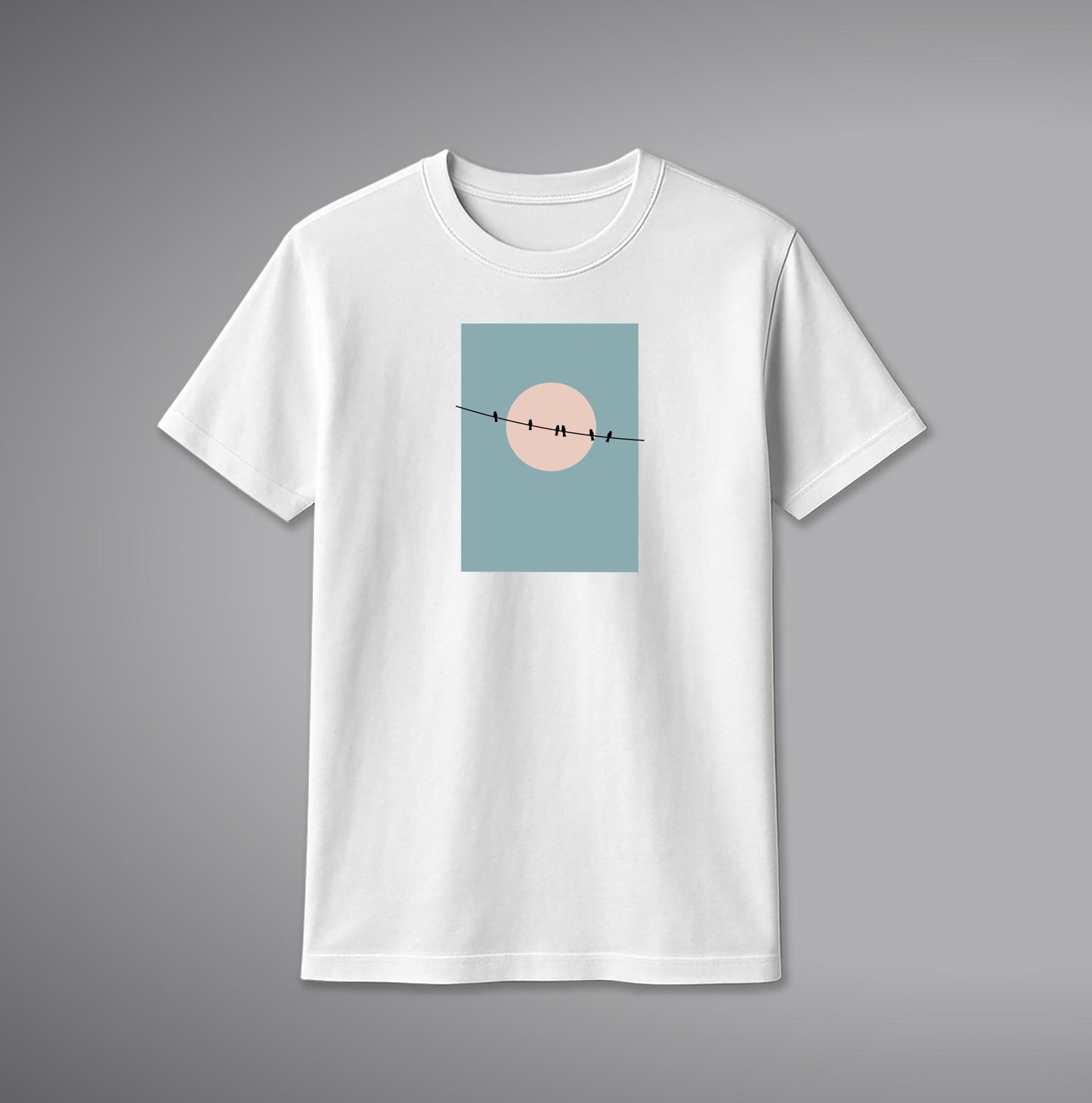 Bird & Moon T-Shirt – Minimal Night Sky Graphic Cotton Tee | SORA FASHION