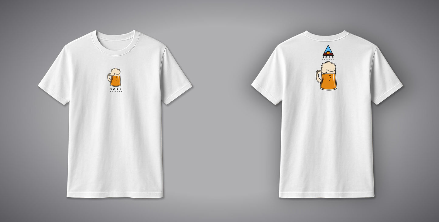 Beer Glass T-Shirt – Fun Party Cotton Tee with Beer Mug Design | SORA FASHION