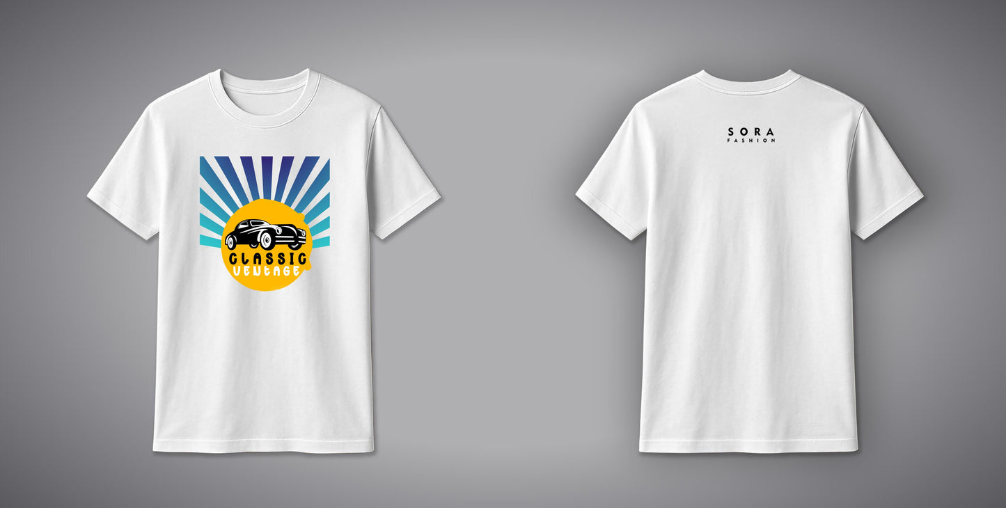 Classic Car T-Shirt – Retro Cotton Tee with Classic Car Design | SORA FASHION
