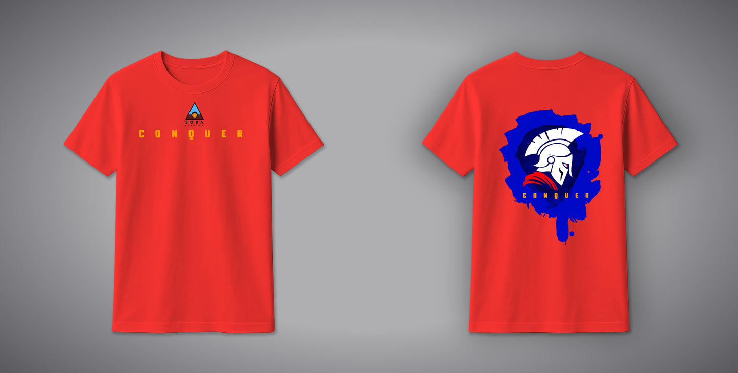 Conquer Warrior T-Shirt – Bold Printed Cotton Tee for Men & Women | SORA FASHION