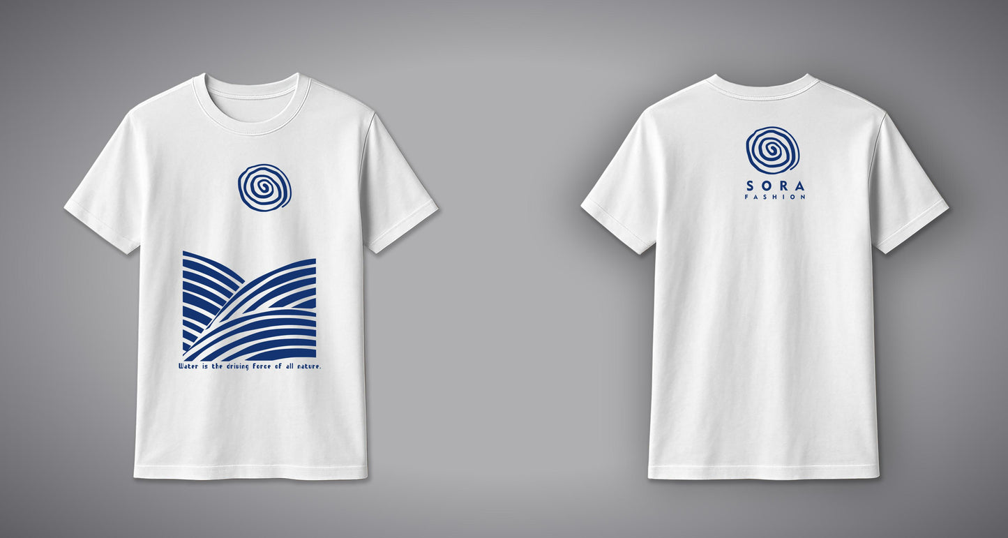 Blue Wave T-Shirt – Ocean-Inspired Wave Design Cotton Tee | SORA FASHION