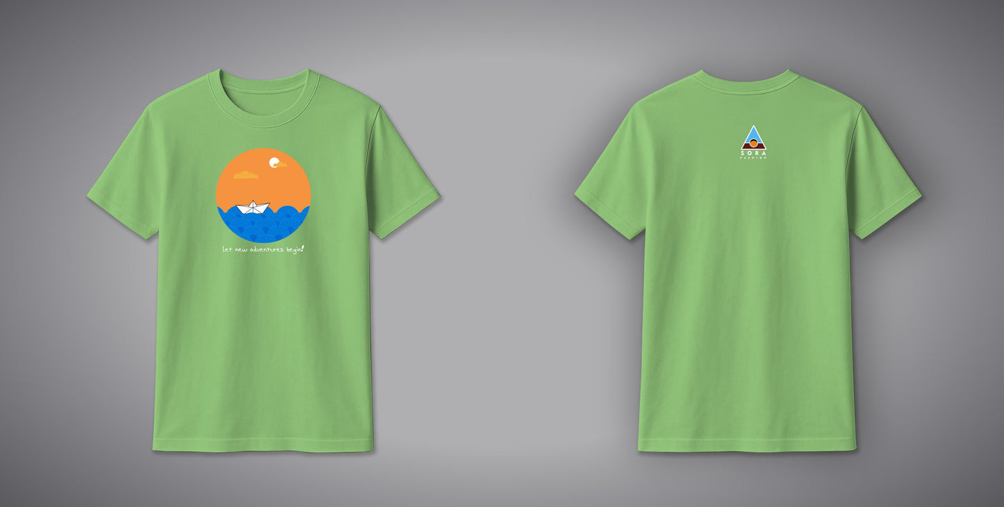 Paper Boat T-Shirt – Minimal Nostalgic Cotton Tee with Paper Boat Design | SORA FASHION