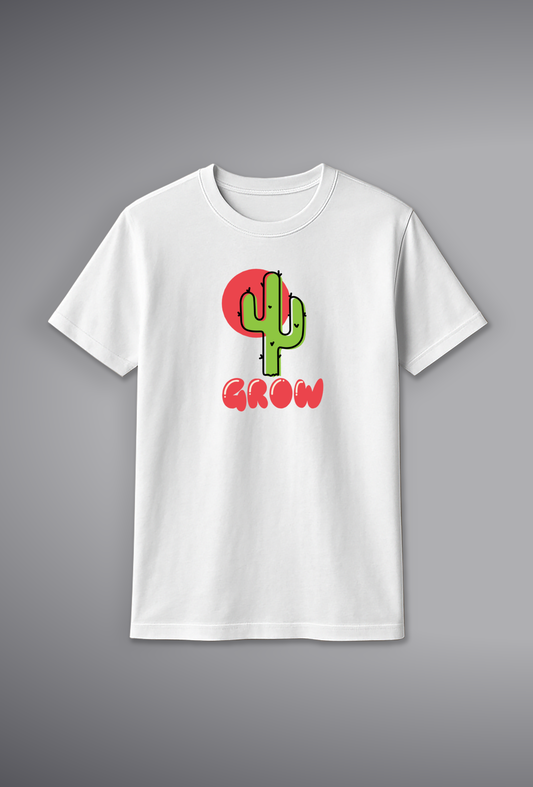 Grow Cactus Graphic T-Shirt for Women – 100% Cotton | Shop Online at SORA Fashion