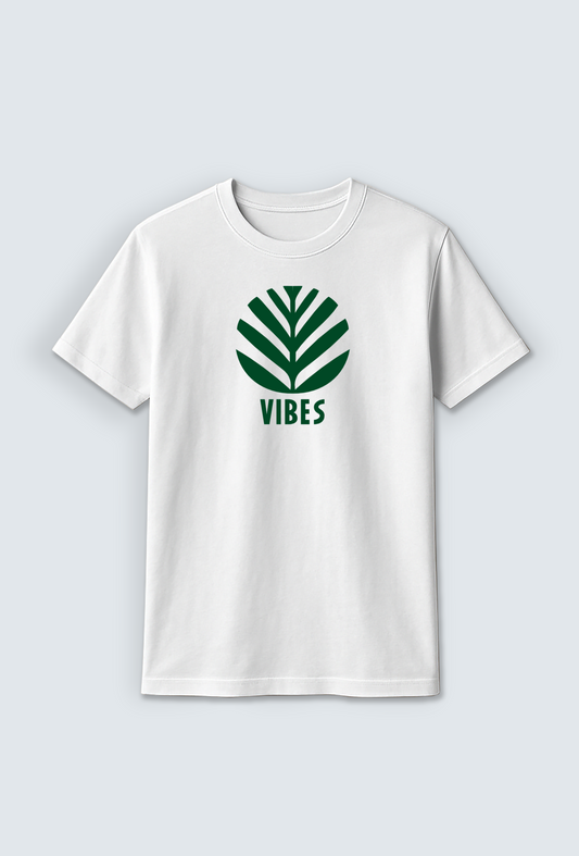 Cotton T-Shirt :  “Vibes” Text Design Cotton T-Shirt