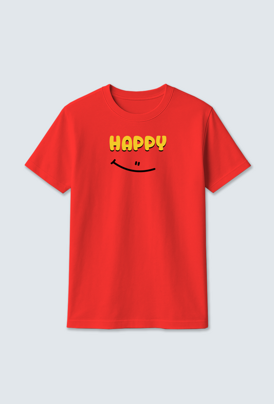 Cotton T-shirt : "HAPPY" Cotton T-shirt – Wear Your Smile 😄