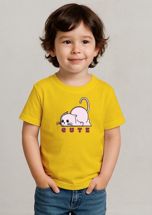 🐱 Cute Cat Print T-Shirt for Kids – 100% Cotton | Shop Online at SORA Fashion