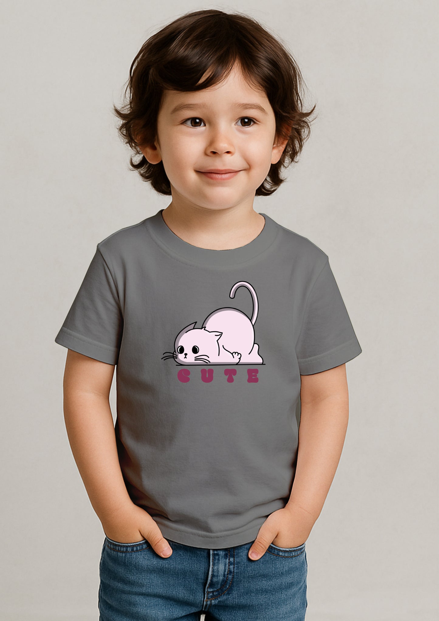 🐱 Cute Cat Print T-Shirt for Kids – 100% Cotton | Shop Online at SORA Fashion