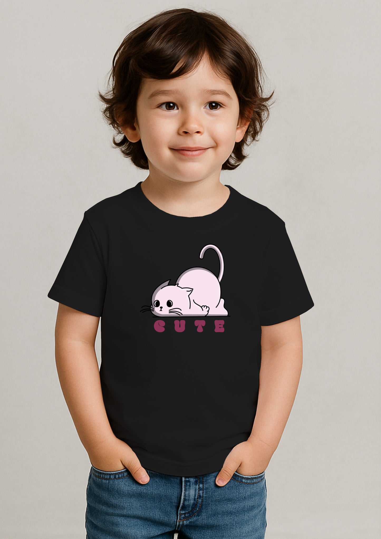 🐱 Cute Cat Print T-Shirt for Kids – 100% Cotton | Shop Online at SORA Fashion