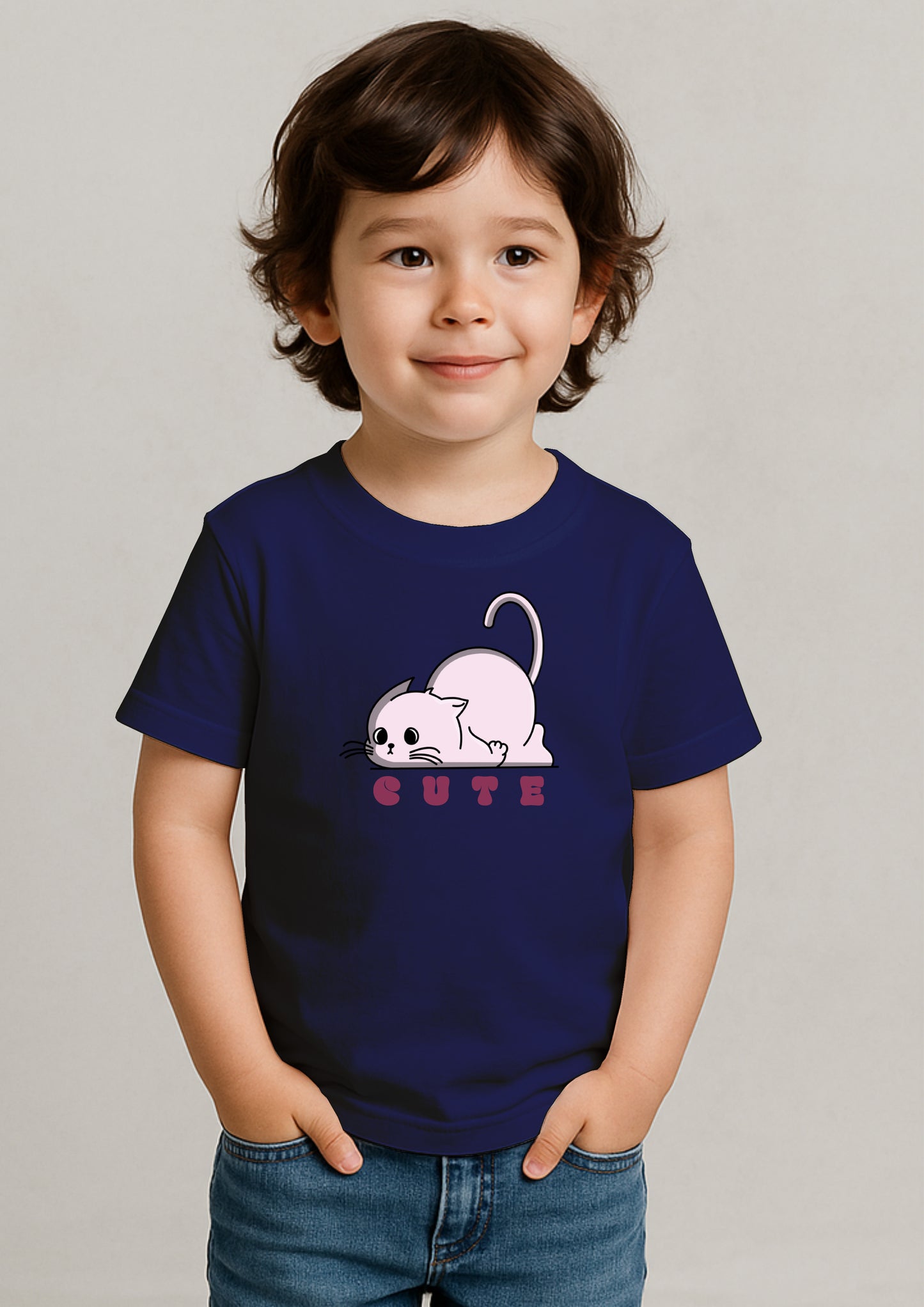 🐱 Cute Cat Print T-Shirt for Kids – 100% Cotton | Shop Online at SORA Fashion