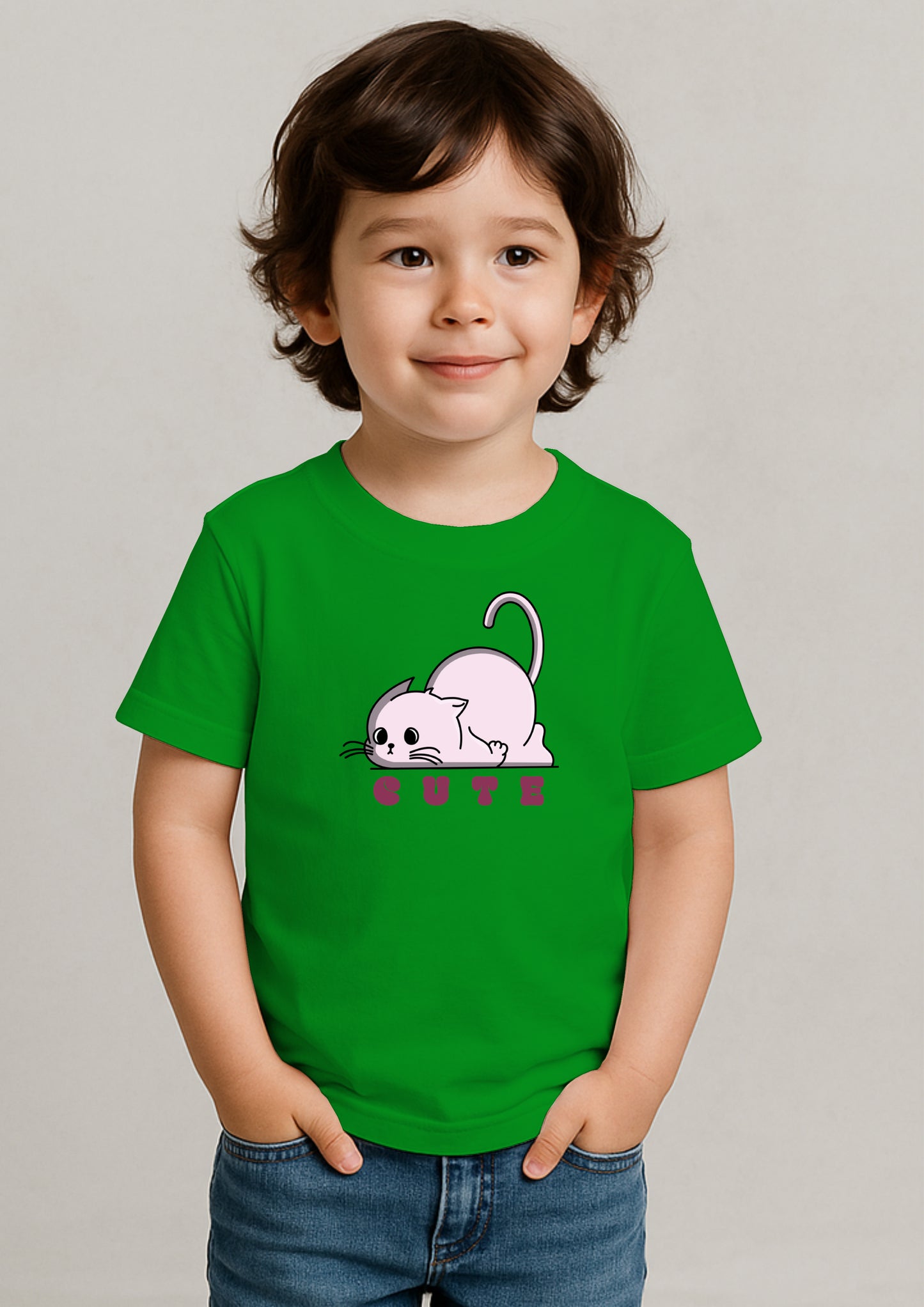 🐱 Cute Cat Print T-Shirt for Kids – 100% Cotton | Shop Online at SORA Fashion