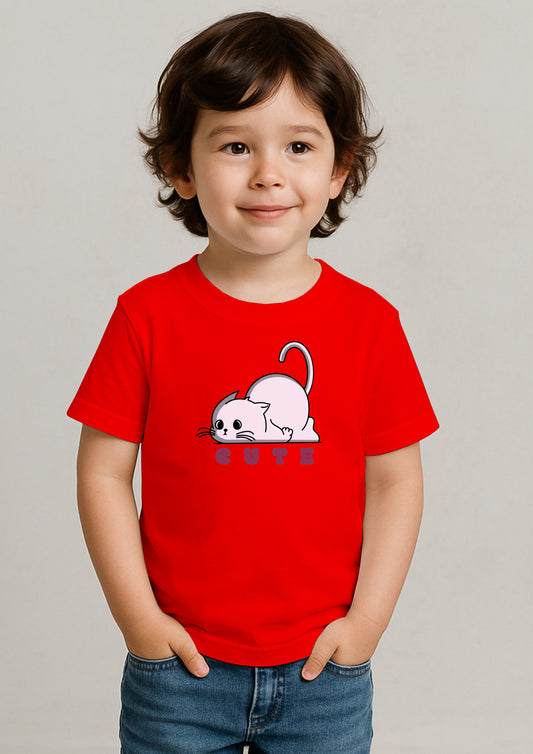 🐱 Cute Cat Print T-Shirt for Kids – 100% Cotton | Shop Online at SORA Fashion