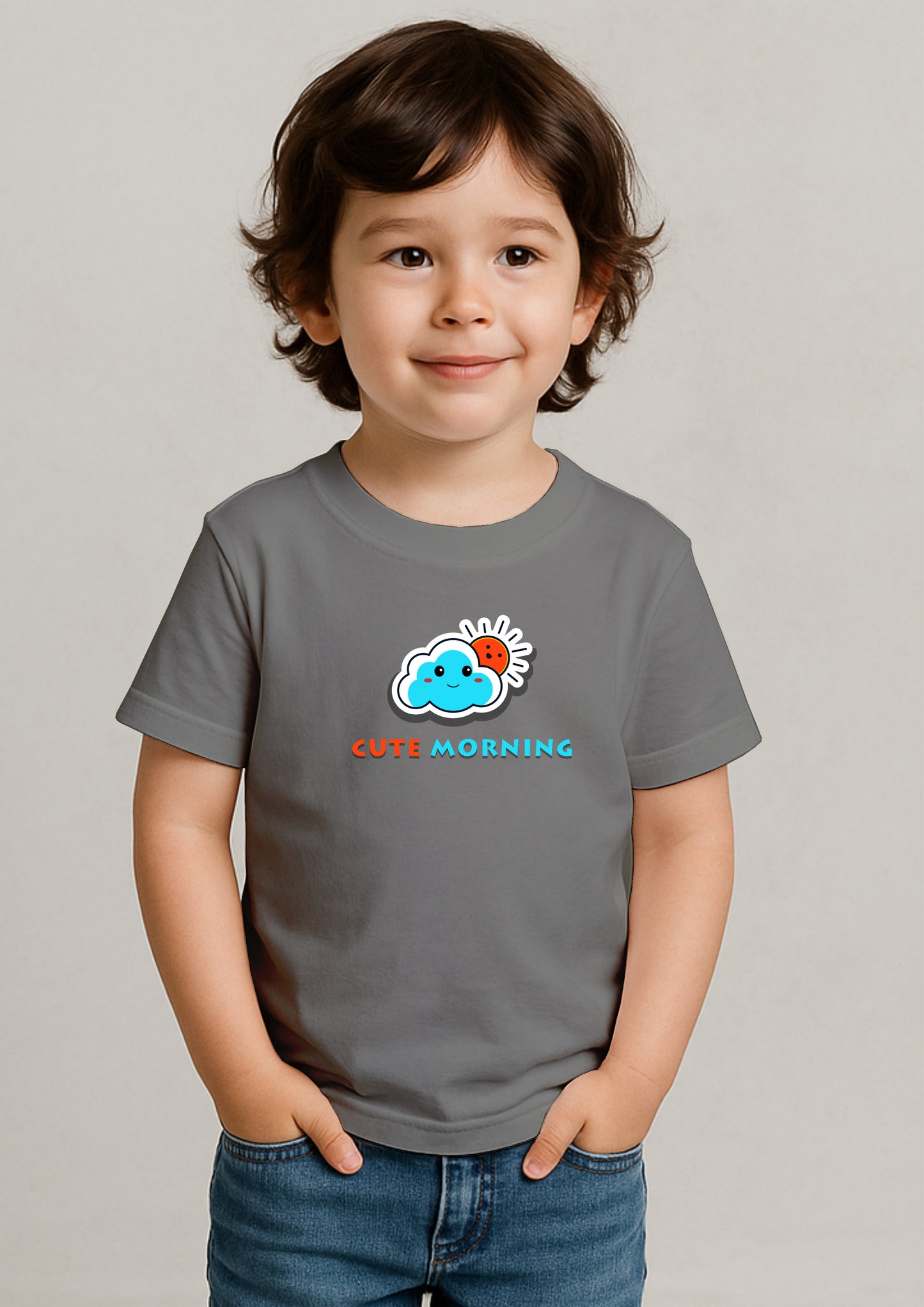 ☁️🌞 Good Morning Cloud T-Shirt for Kids – 100% Cotton | Buy Online at SORA