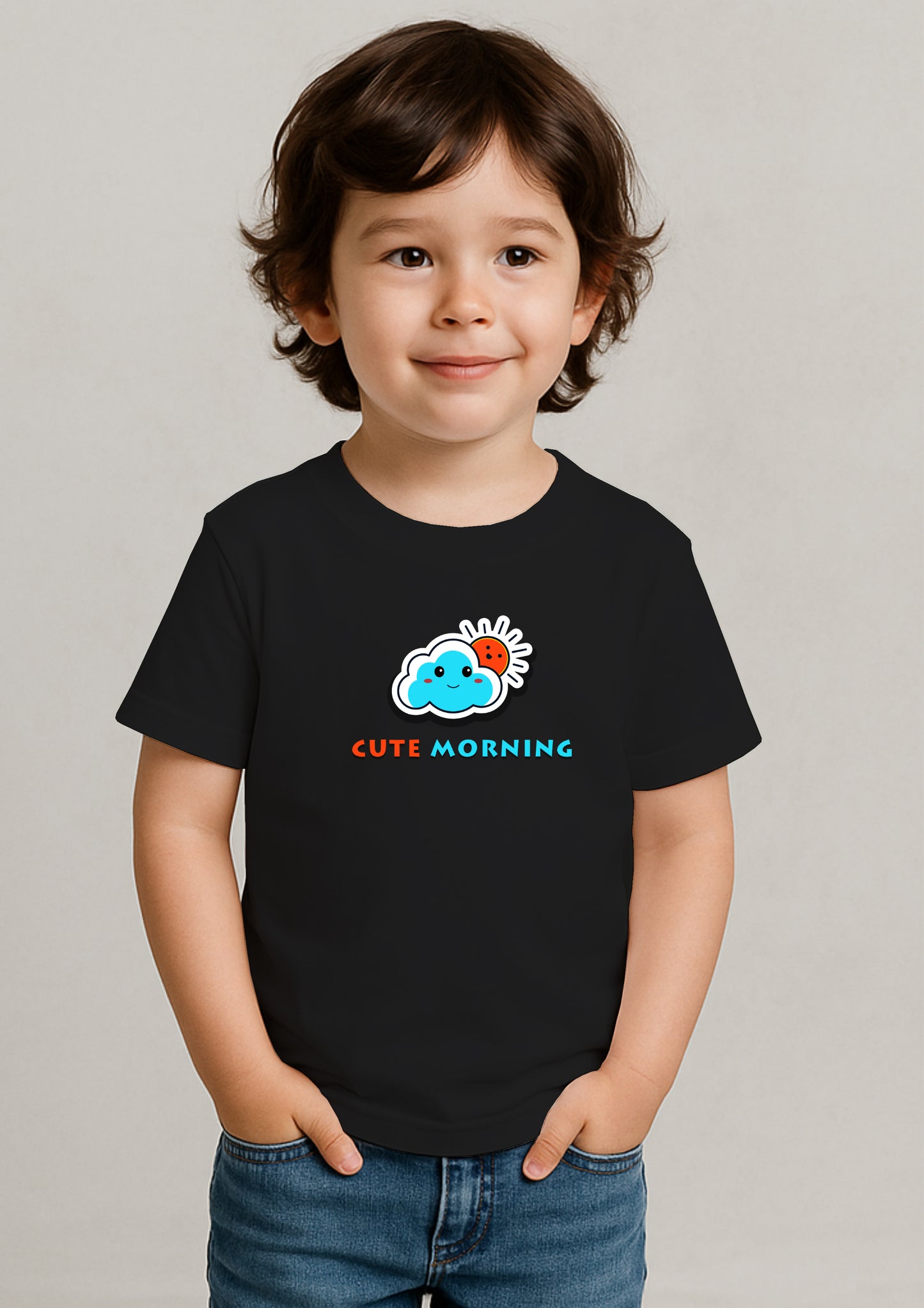 ☁️🌞 Good Morning Cloud T-Shirt for Kids – 100% Cotton | Buy Online at SORA