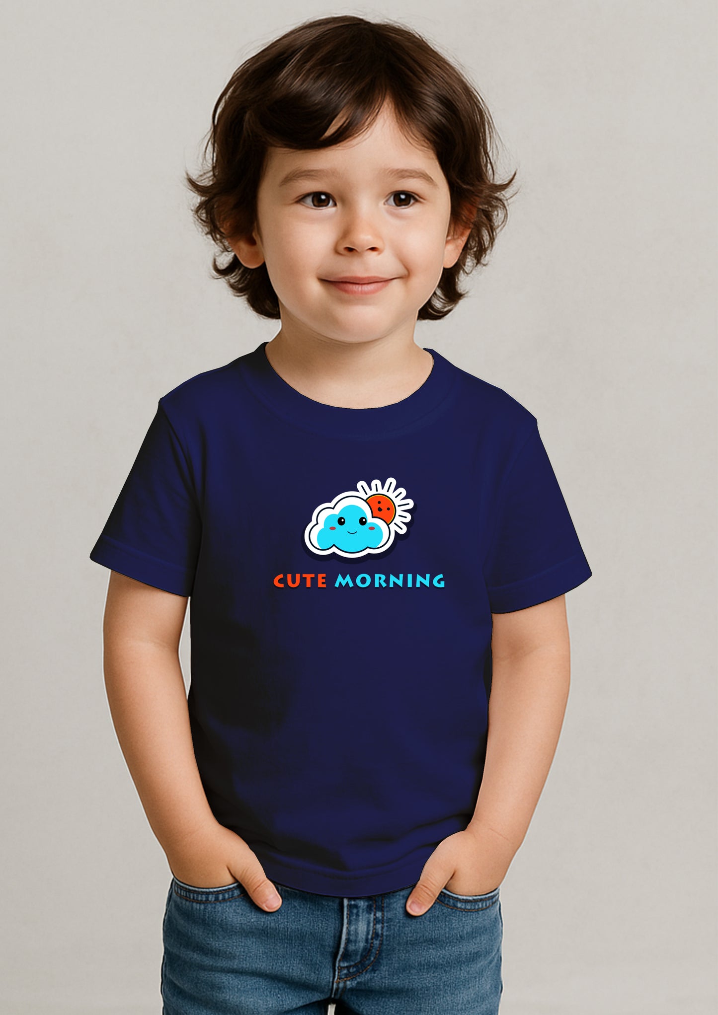 ☁️🌞 Good Morning Cloud T-Shirt for Kids – 100% Cotton | Buy Online at SORA