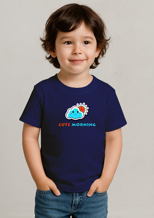 ☁️🌞 Good Morning Cloud T-Shirt for Kids – 100% Cotton | Buy Online at SORA