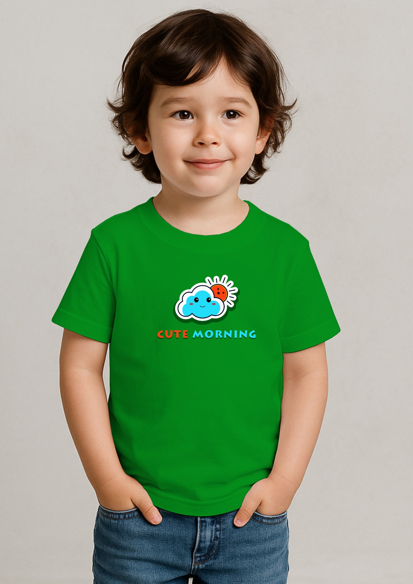☁️🌞 Good Morning Cloud T-Shirt for Kids – 100% Cotton | Buy Online at SORA