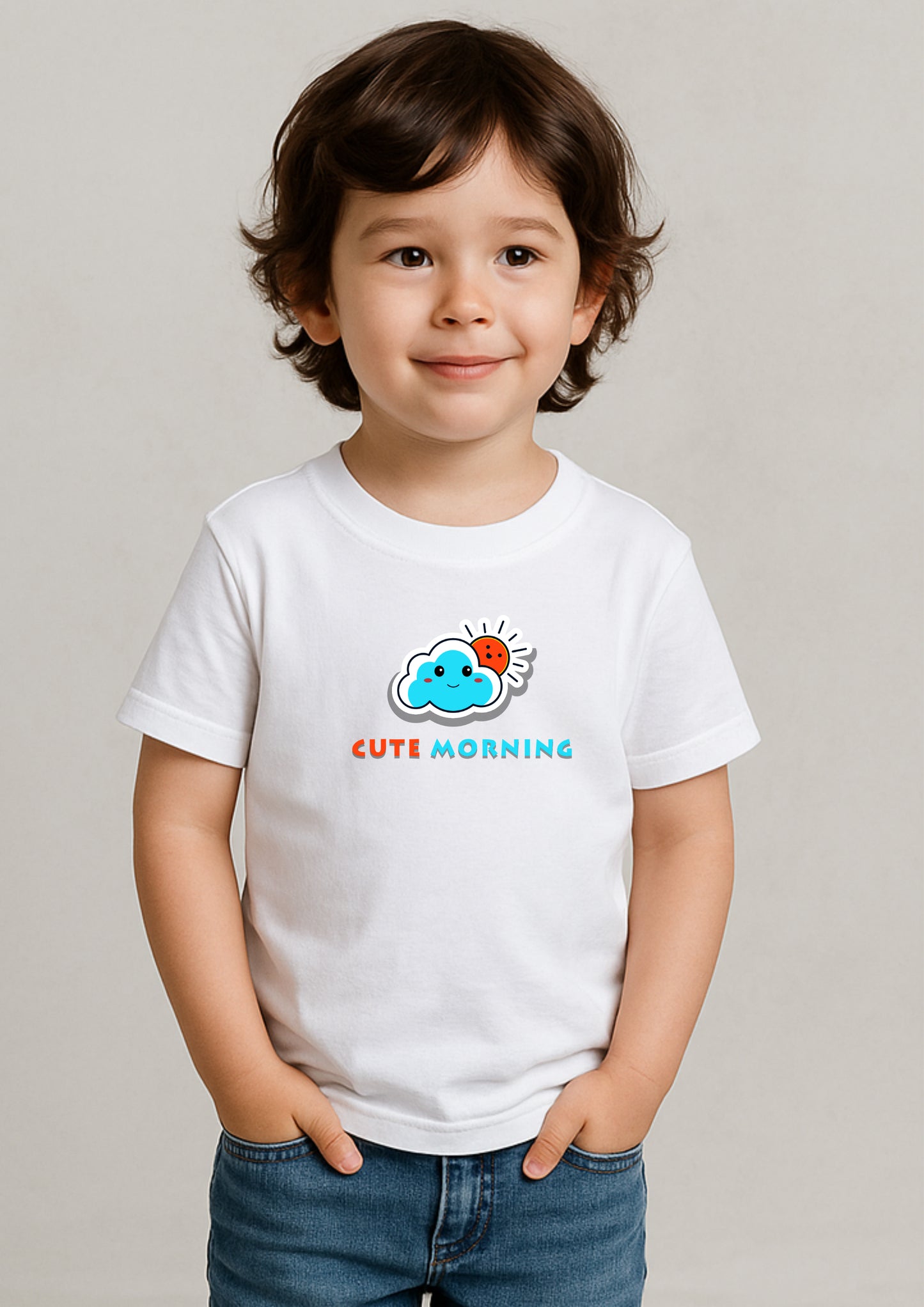 ☁️🌞 Good Morning Cloud T-Shirt for Kids – 100% Cotton | Buy Online at SORA